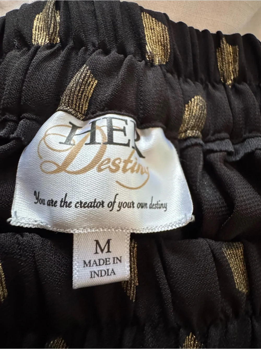 Her Destiny Black Gold Patterned Pleated Midi Skirt Womens M